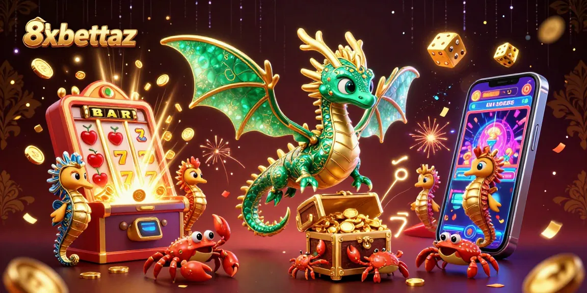 Experience thrilling wins with 8xbettaz, featuring ornate sea dragon and jackpot excitement.