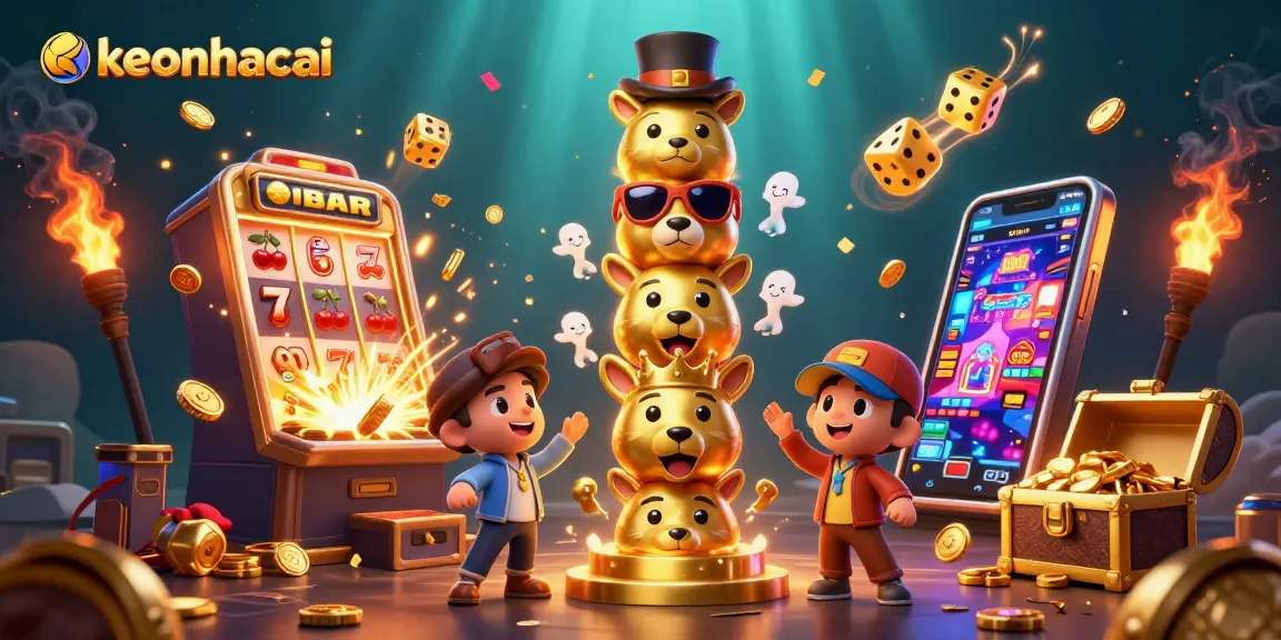 Engage with keonhacai for exciting casino adventures amidst vibrant elements and 3D characters.